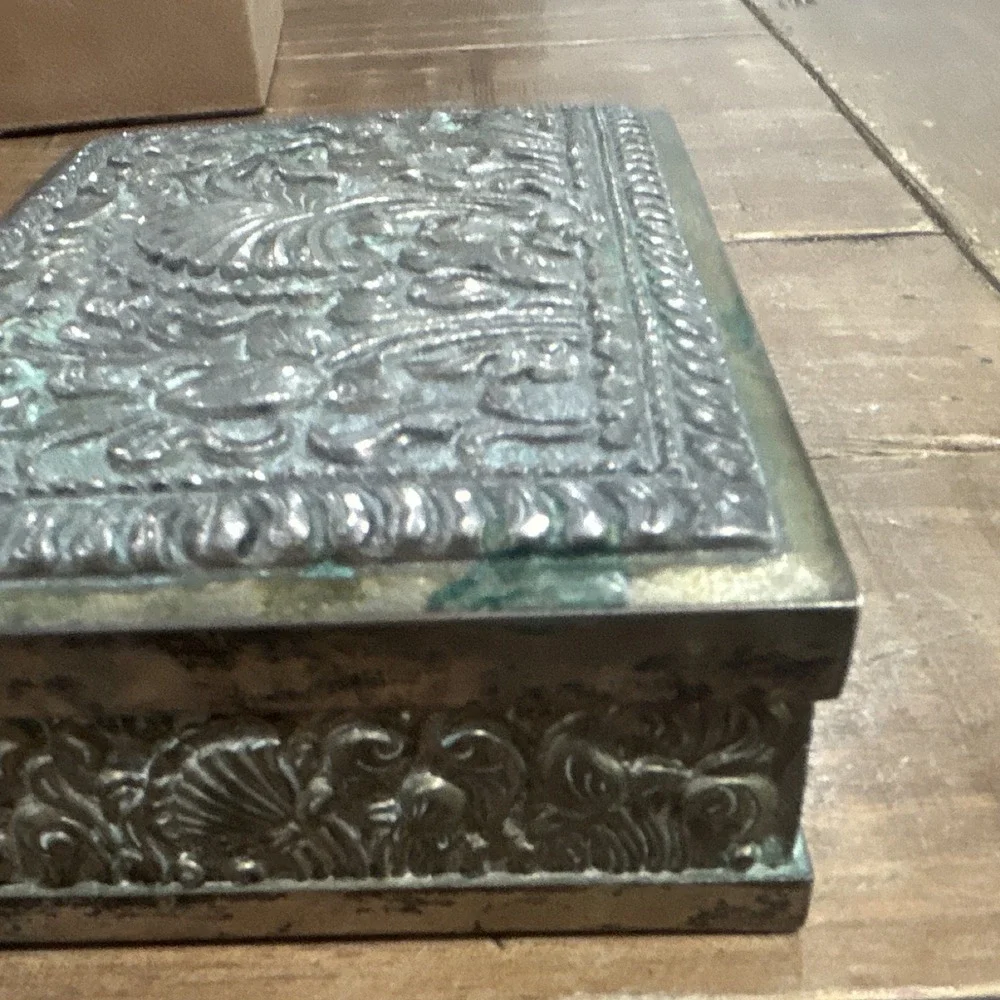 Antique Yogya 800 Silver Box Moeljodihardjo Java Wood Lined Cigar Cigarette Desk